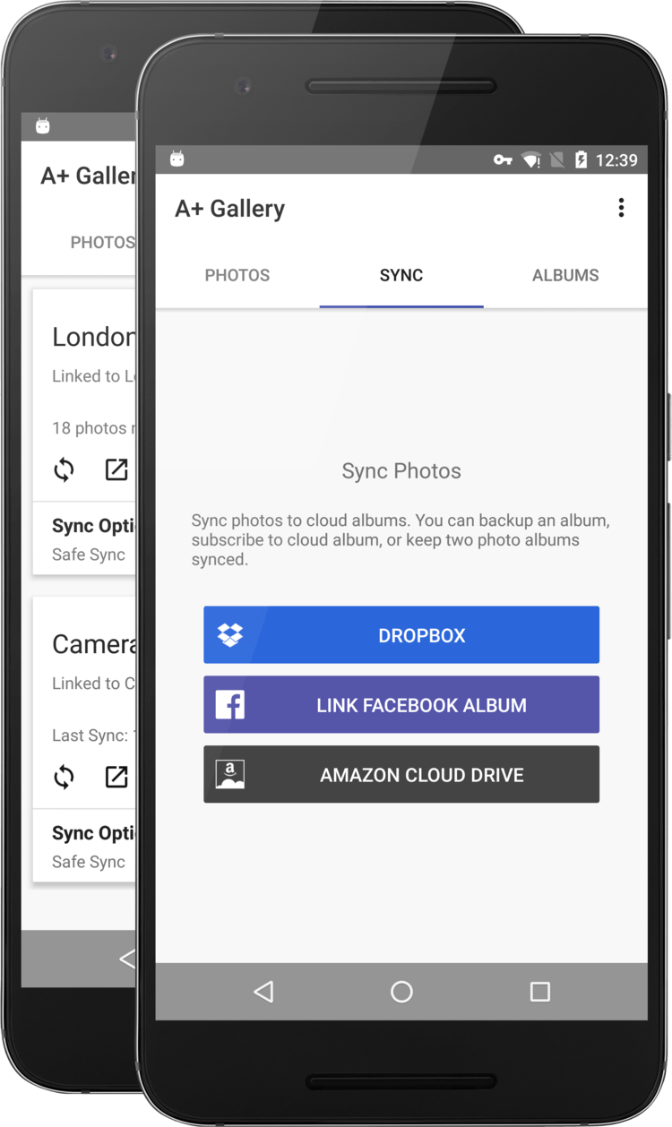 Sync photos to your Facebook albums and Amazon Cloud Drive.